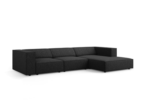Cosmopolitan Design rechter hoekbank Arendal 4-zits, chenille, zwart - 166x284x70cm