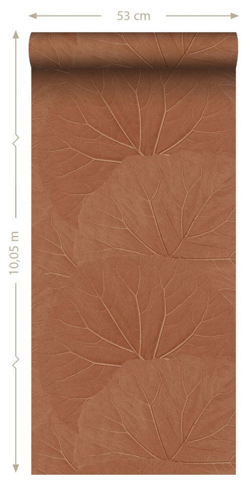 ESTAhome behang bladeren terracotta - 53 cm x 10.05 m - 139915