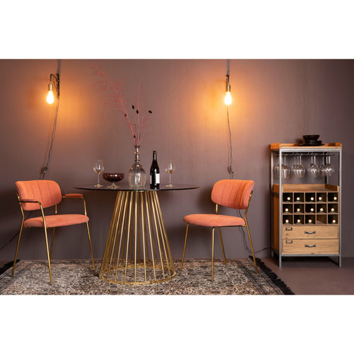 Housecraft Living Jolien Eetkamerstoelen armleuning Goud/Roze - Set van 2