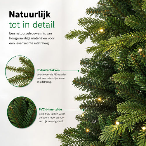 Black Box Trees Brampton Kerstboom met Verlichting - Kunstkerstboom Slim Model met 240 LED Lampjes - Kerstversiering voor Binnen - Extra Smal - H215 x