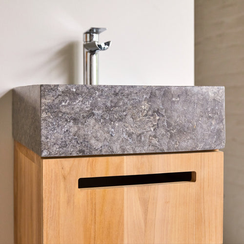 Tikamoon Badkamermeubel in massief teakhout en marmer 40 cm - Naturel - vtwonen shop