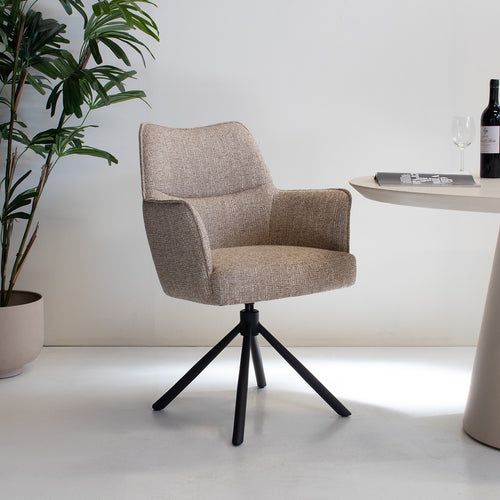 DÉJA Living Eetkamerstoel Zayn - Taupe/Zwart - Draaibaar - Set van 2 - vtwonen shop