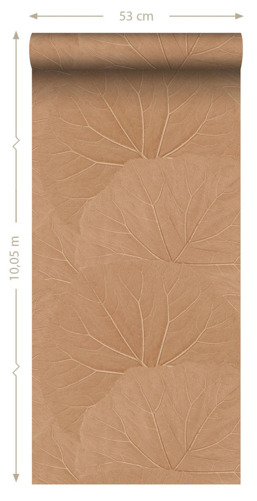 ESTAhome behang bladeren terracotta roze - 53 cm x 10.05 m - 139916
