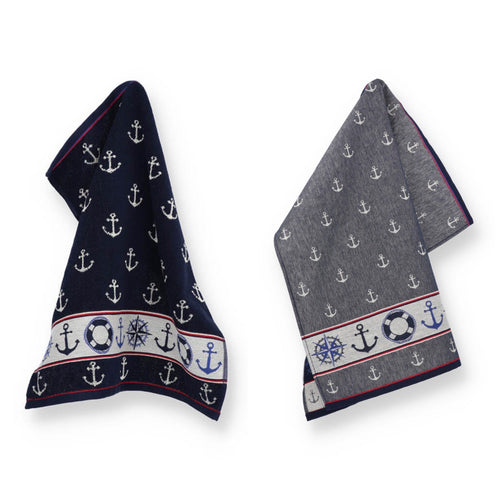 Luxe Keukendoek en Theedoek Maritime Donkerblauw - Bunzlau Castle - 100% biologisch GOTS katoen