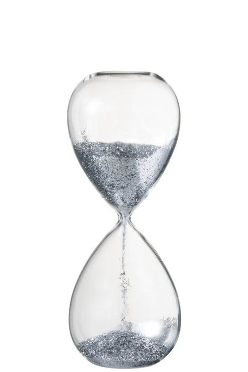 J-Line zandloper Parels - glas - zilver - large - vtwonen shop