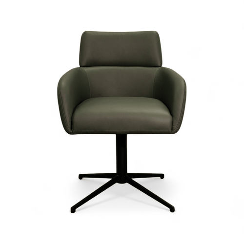 Furnhouse eetkamerstoelen armleuning Marco - Olijfgroen - Leer