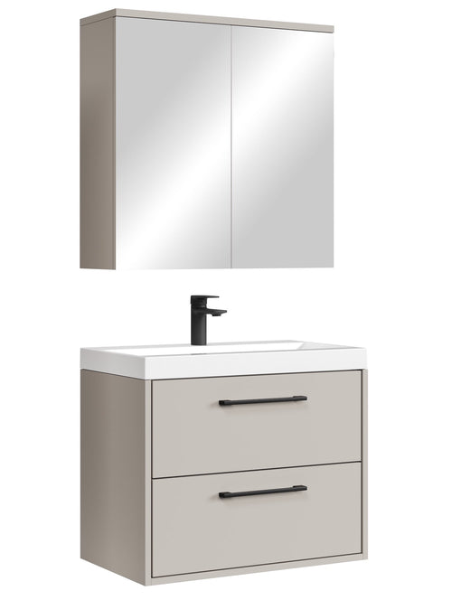 Badplaats Badkamermeubel Set Florence 01 60 cm – Beige – Hangend Wastafelmeubel met Spiegelkast