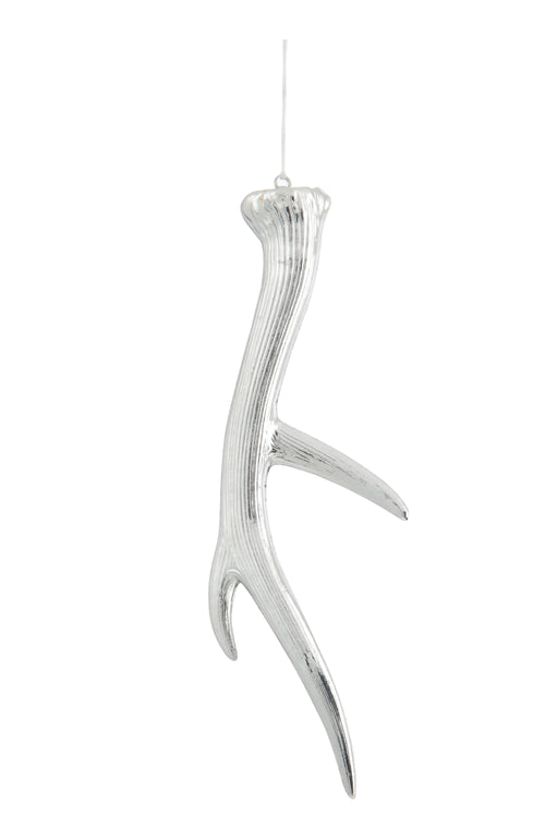 J-Line kersthanger Gewei - kunststof - zilver - 4 stuks