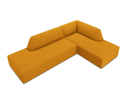 Micadoni - Rechter hoekbank "Ruby" 4 zitplaatsen, ribfluwelen, geel - 180x273x69cm