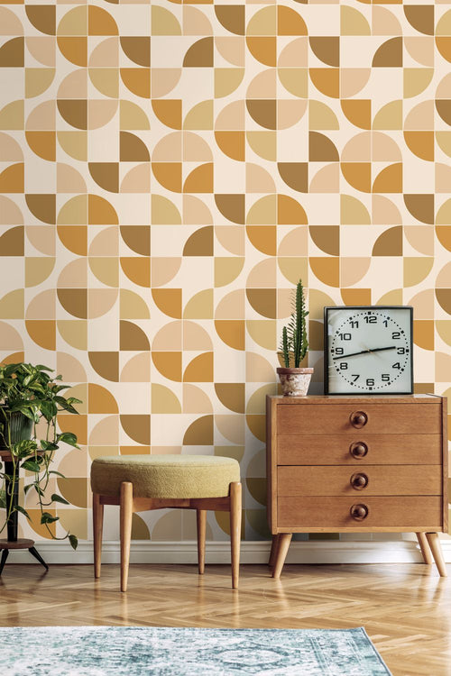 ESTAhome behang retro ornamenten bruin, beige en okergeel - 50 x 900 cm - 132023