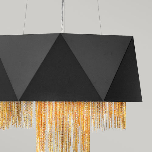 Elstead Zuma 6-lichts hanglamp, satijnzwart, goud, E27