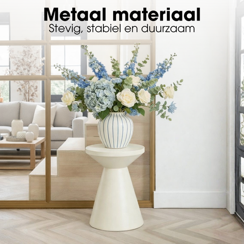 Mica Decorations Jim Bijzettafel - Bijzettafel Rond H45 x Ø31 cm - Ijzeren Tafeltje voor Woonkamer of Slaapkamer - Plantentafeltje - Nachtkastje