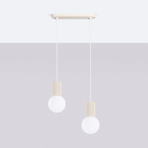 Sollux Lighting Hanglamp HALO 2L beige - 33,5x6x120cm