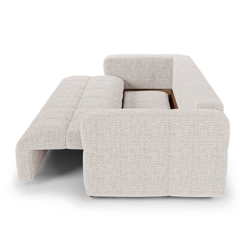 Premium Interiors - Slaapbank met opbergruimte VIBE - zacht aanvoelende geweven stof crème 247cm