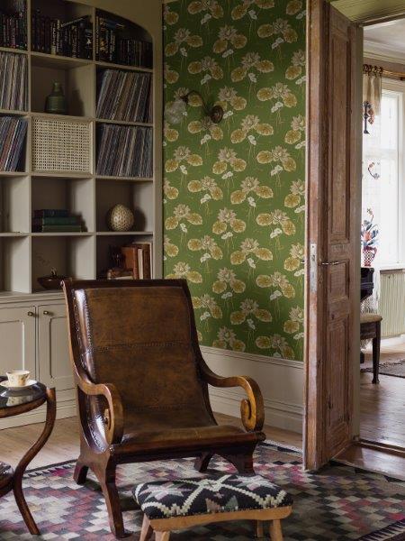 Borastapeter behang bloemen olijfgroen - 53 cm x 10.05 m - 660007 - vtwonen shop