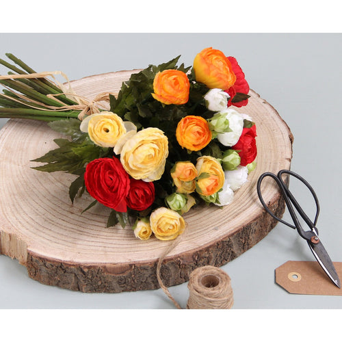 Mica Decorations Ranonkels Kunstbloemen Boeket - H35 x Ø26 cm - Oranje