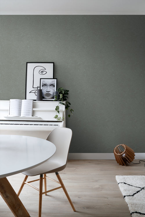 ESTAhome behang 3d golvende lijnen vergrijsd groen - 50 x 900 cm - 139664 - vtwonen shop