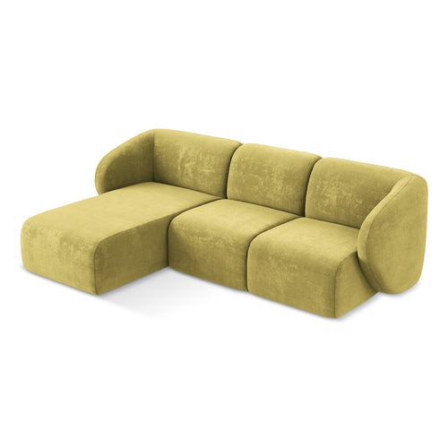 LaMiaSofa hoekbank links Cervo - chenille stof - limoengroen - 248x166x92