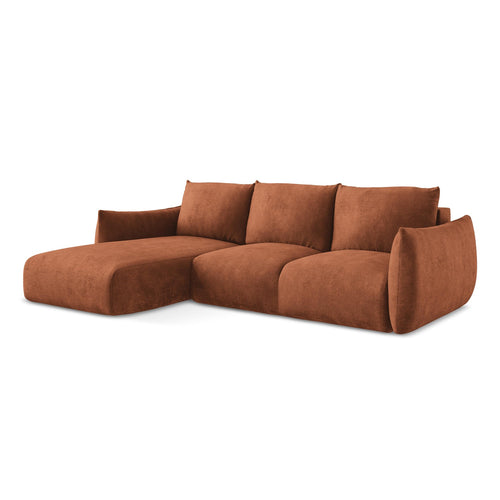 LaMiaSofa hoekbank links Savona - chenille stof - terracotta - 242x162x90