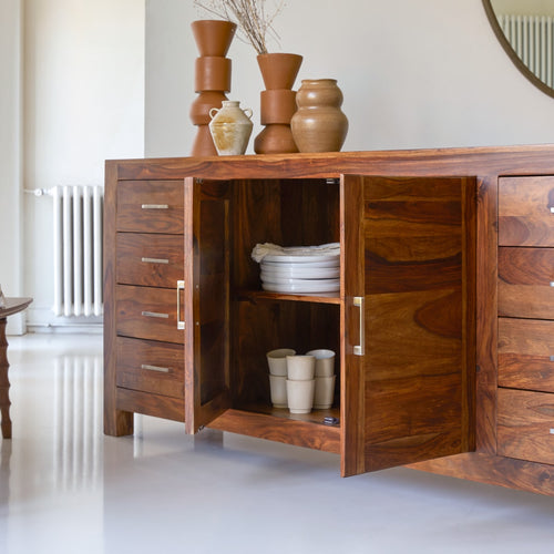 Tikamoon Mezzo - Massief palissander buffet 205 cm - Bruin