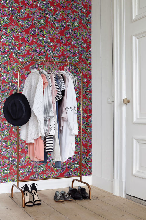 ESTAhome behang funky bloemen en paisleys multicolor - 53 cm x 10.05 m - 136841