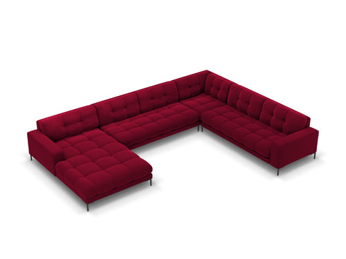 Cosmopolitan Design Panoramische hoekbank rechts Bali 7-zits, flueel, rood - 256x327x75cm
