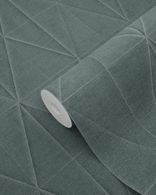 ESTAhome behang origami motief petrolblauw - 53 cm x 10.05 m - 148712 - vtwonen shop