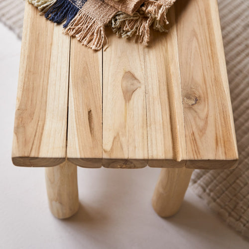 Tikamoon Massief teakhouten decoratief kinderbankje - Naturel - vtwonen shop