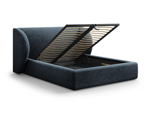 Micadoni Opbergbed met hoofdeinde Miley 160x200cm, chenille, koningsblauw - 230x207x100cm