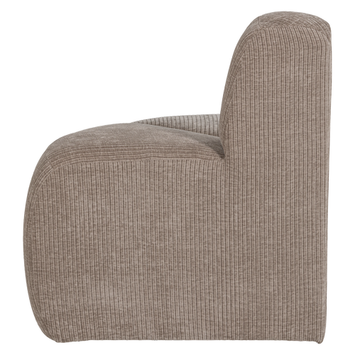 WOOOD eetbank hoek rond rugleuning Mojo - Ribstof - Donkerzand - 83x100x74