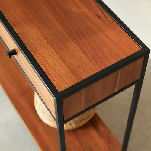 Tikamoon Bijzettafel van massief acacia en metaal - Naturel