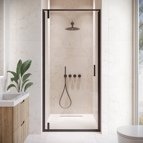 Badplaats Douchedeur Seattle 100 x 190 cm – Zwart – Douchewand 6 mm Veiligheidsglas