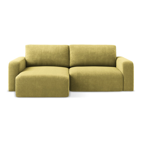 LaMiaSofa hoekbank links Ostia - chenille stof - limoengroen - 244x149x79