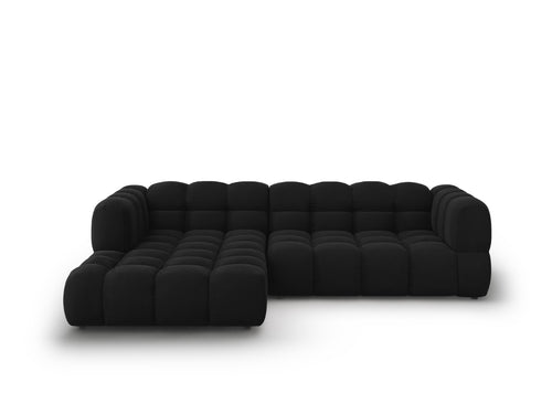 Cosmopolitan Design Modulaire hoekbank links Sky 4-zits, flueel, zwart - 162x272x70cm