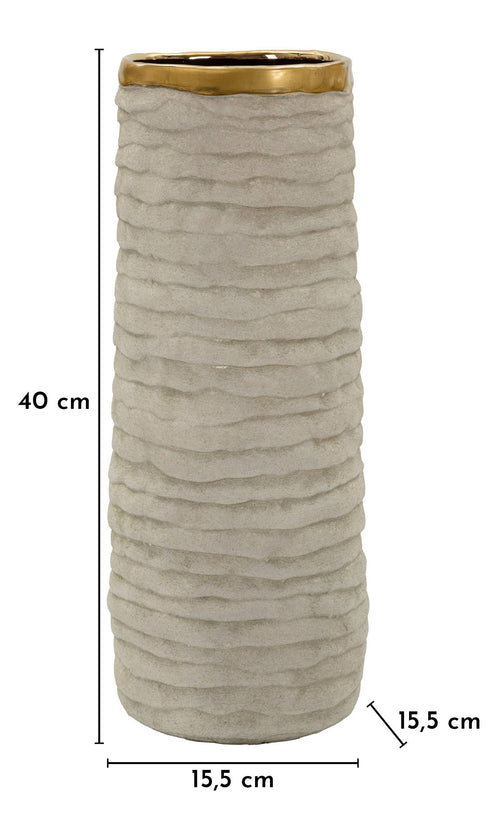 Mauro Ferretti vaas - Ø 15,5x40 cm - beige/goud