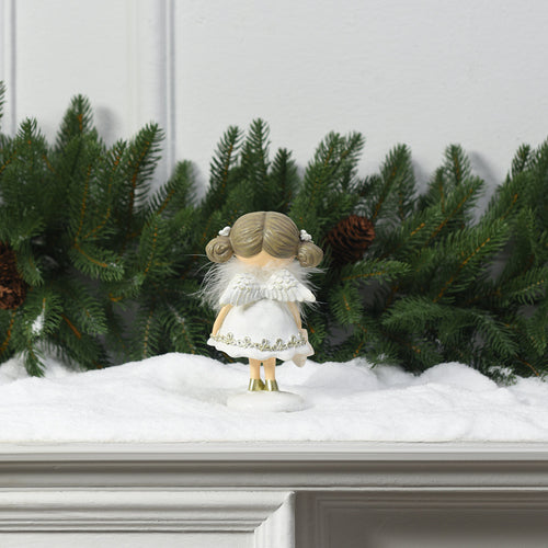 Sia Deco - Fillette kerstfiguurtje met engel ster - Wit / 13 cm - Wit - Hars - H13 - vtwonen shop