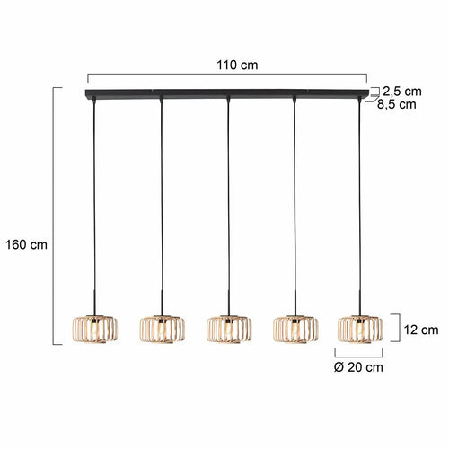 Mexlite hanglamp HaloSwap - 5 lichts - 110  x 160   cm - beige