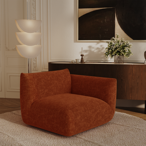 Sia Home - Rechthoekige hoekmodule NOOMA - chenillefluweel terracotta 108cm