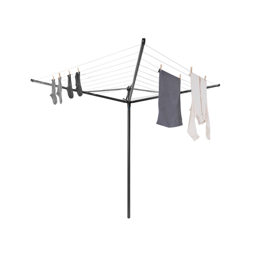 Brabantia Droogmolen Topspinner, 50 meter met metalen grondanker, doorsnede 45 mm - Anthracite
