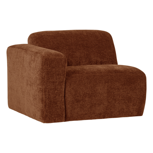 WOOOD 1-zits bank arm links Mojo Base - Ribstof - Roestbruin - 74x105x97