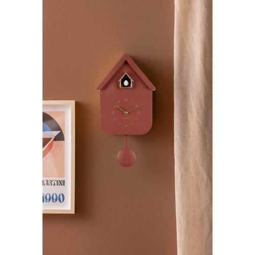 Karlsson wandklok Solo Color Cuckoo - rood - 8.5x21.5x41cm - vtwonen shop