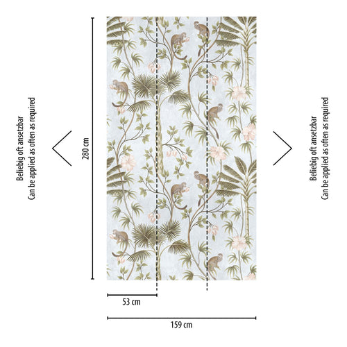 One Wall one Role fotobehang jungle-motief groen, turquoise en grijs - 159 x 280 cm - AS-382311 - vtwonen shop