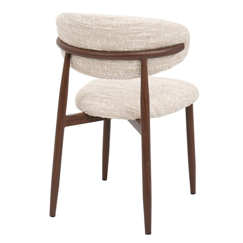 DÉJA Living Eetkamerstoel Skara - Beige/Walnoot - Set van 2