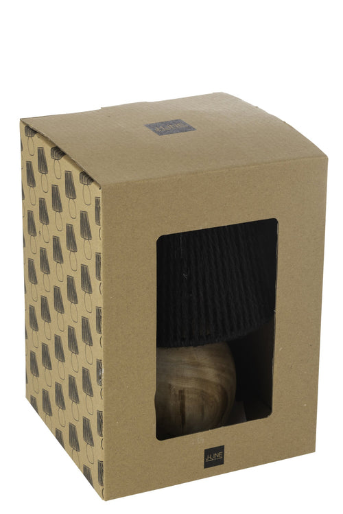 J-Line lamp - hout/metaal - zwart - LED lichtjes