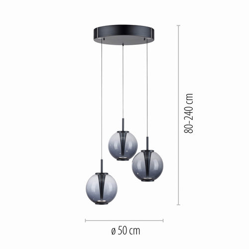 Neuhaus PURE hanglamp E-Infinity - 3 lichts - 50  x 240   cm - antraciet