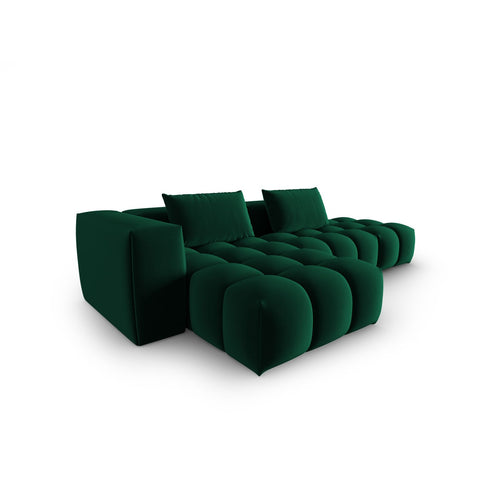 Cosmopolitan Design - Modulaire hoekbank links Verona 4-zits, flueel flessengroen - 145x265x70cm
