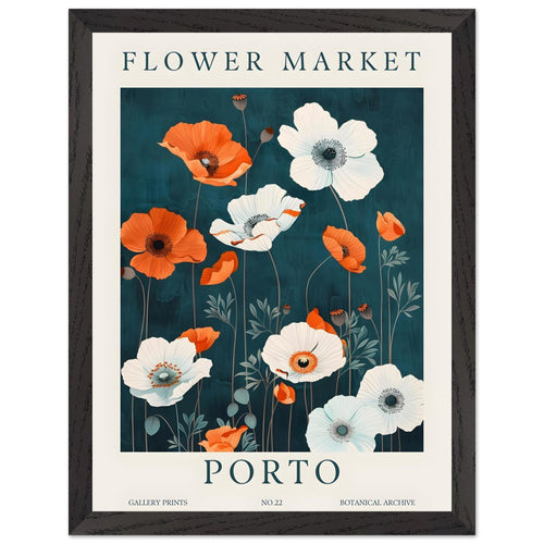 Artfulprints Poster met Lijst Flower market - Porto   - 30x40 cm - Meerkleurig