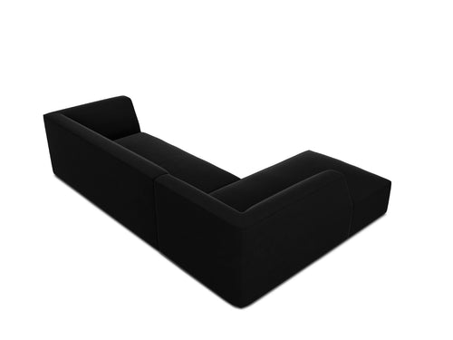 Micadoni linker hoekbank Ruby 4-zits, flueel, zwart - 180x273x69cm