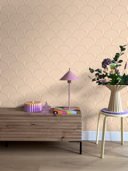 ESTAhome behang art deco bogen bruin en beige - 50 x 900 cm - 131767