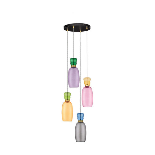 Nova Luce PLUMA Hanglamp met clusterdesign, glanzend paars, geel, roze, groen, blauw, rookgrijs, goudkleurig, LED, 20W, 1800lm, 3000K